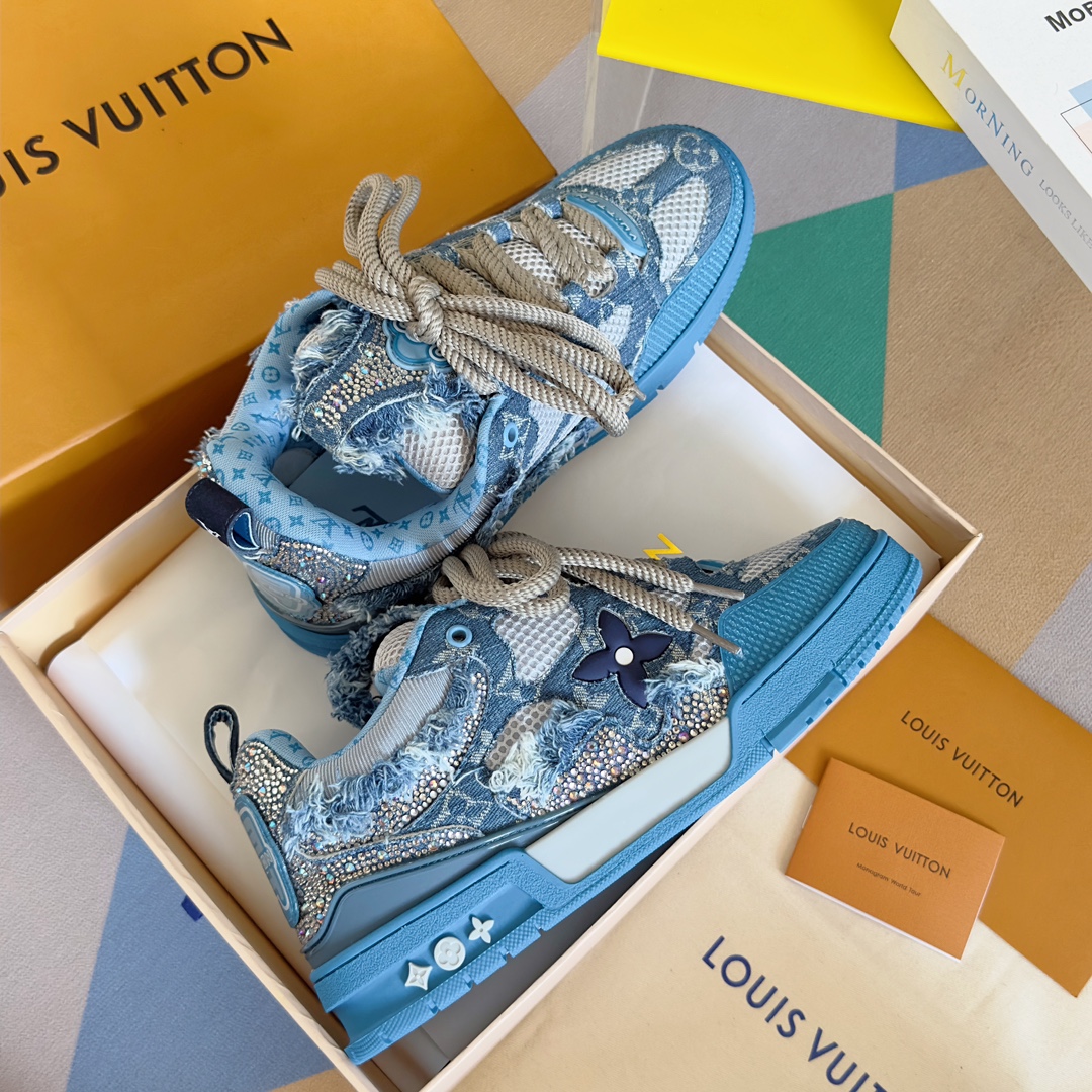 L&&V Skate Trainer Blue Swarovski Monogram
