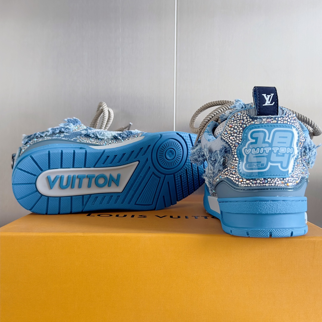 L&&V Skate Trainer Blue Swarovski Monogram
